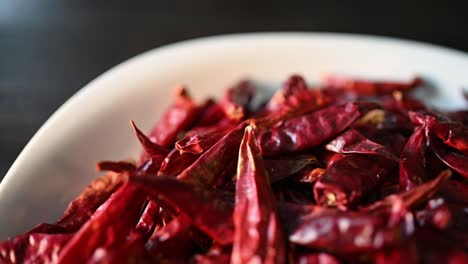 dried chilies, side view with deep contrast