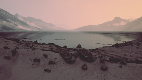 Paisaje-Invernal-Con-Rocas-Cubiertas-De-Nieve-En-El-Océano-ártico