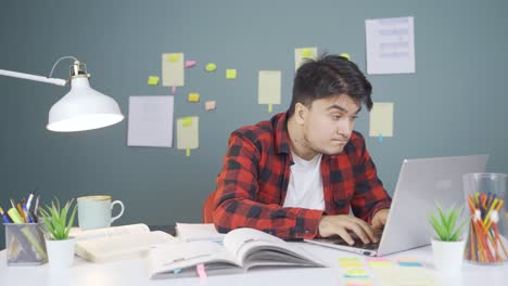 male student doing research.