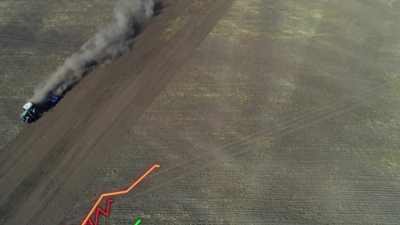 Truck entering frame, driving diagonally and emitting black smoke while zigzag lines show route