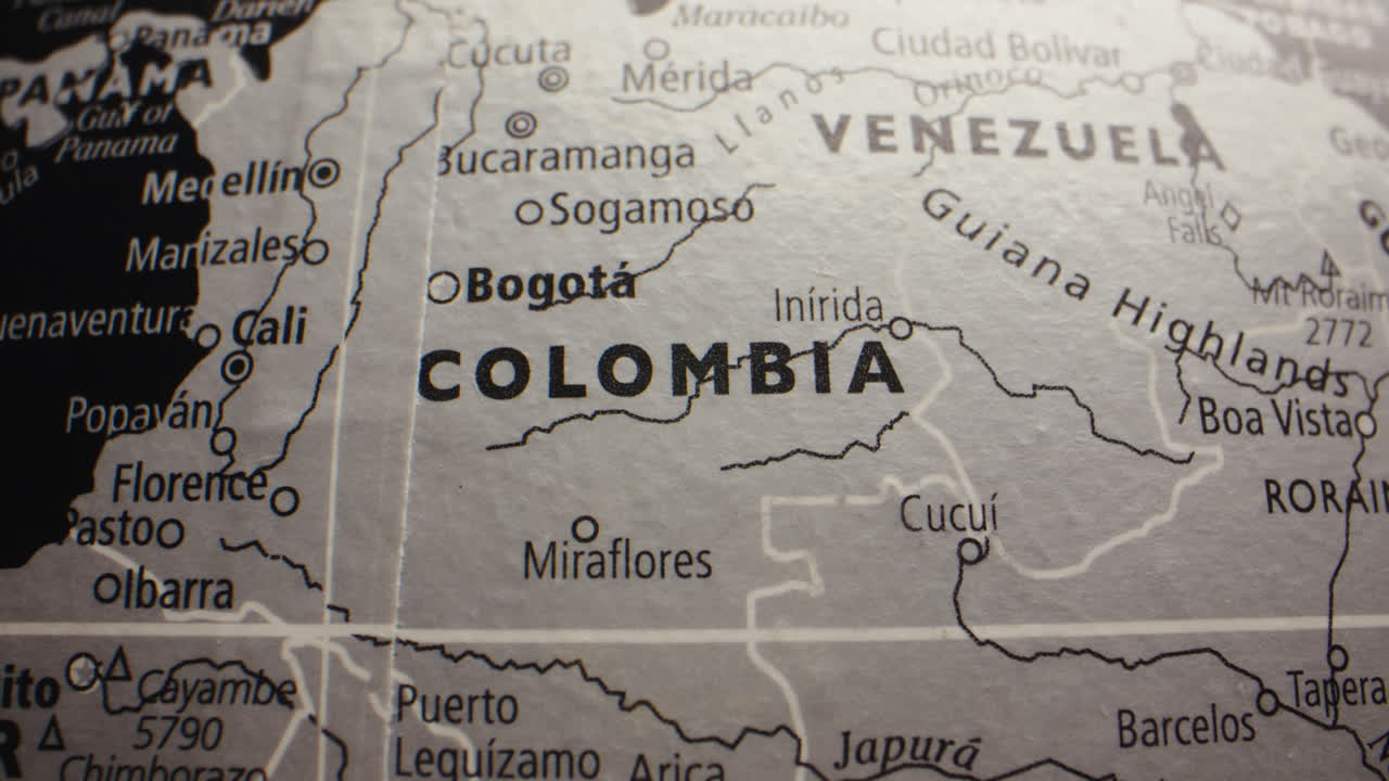 Close-up of Colombia on a World Map
