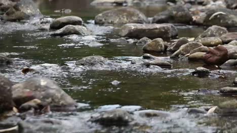 water flows between the rocks with small water discharge in the dry season