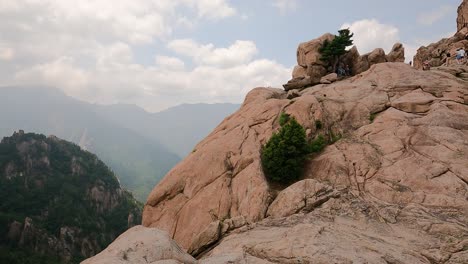 scenic view of the mountains and rock formations in seoraksan national park south korea in the summer - medium shot