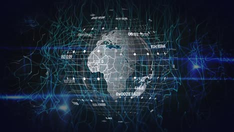 animation of network of connections with human brain floating on black background