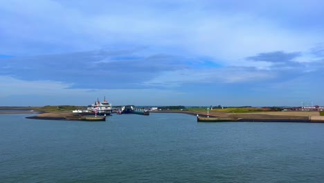 arriving at texel island harbor with seagulls welcoming