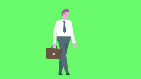 flat style graphics businessman character walking cycle with briefcase isolated animation
