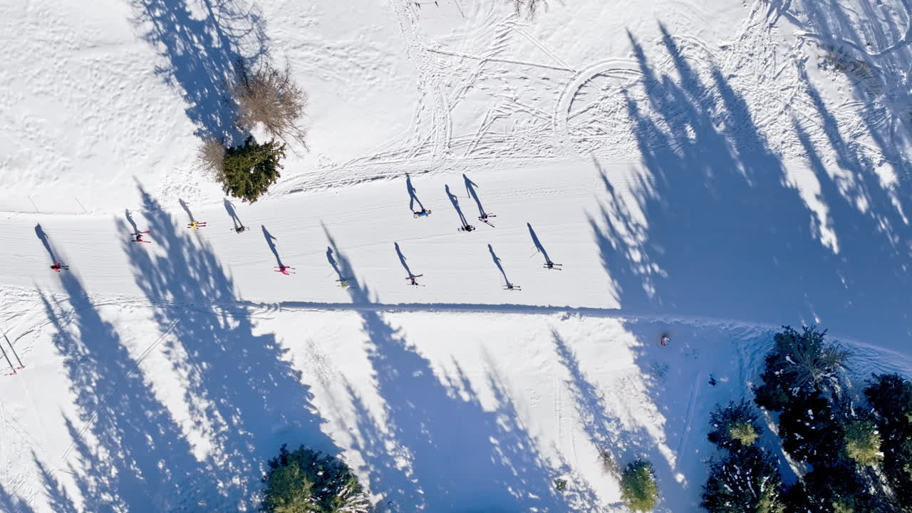 Aerial drone view of a ski resort in Col dei Baldi, Alleghe, in the Dolomites, Italy in daylight