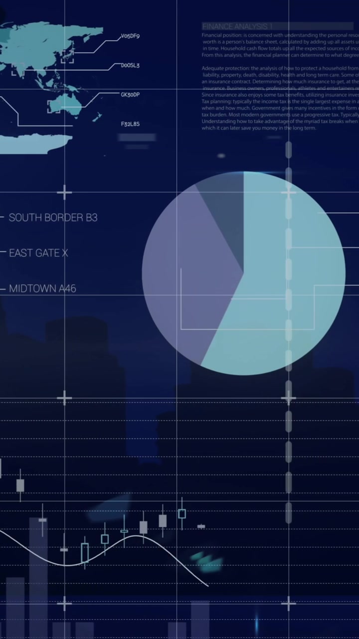 Animation of data processing over cityscape