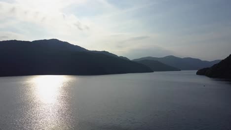 aerial view of overview lake ashi in hakone sun rising