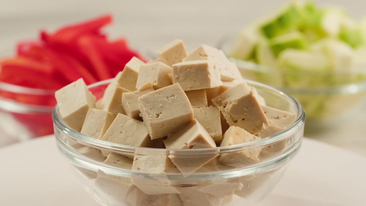 Bowls of Tofu and Vegetables