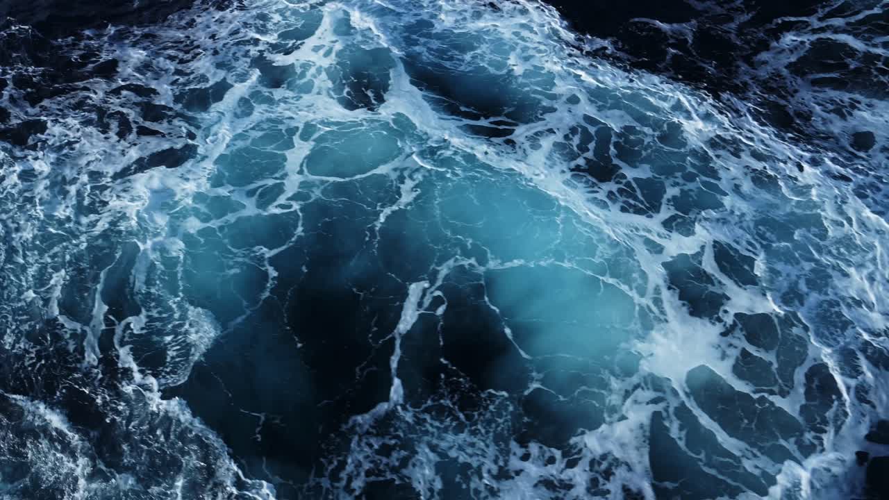 Abstract Rough Ocean Water Background with Rough Choppy Waves and Sea Swell in Open Ocean at Sea, Blue Background View from a Cruise Ship Boat Crossing Drakes Passage to Antarctica