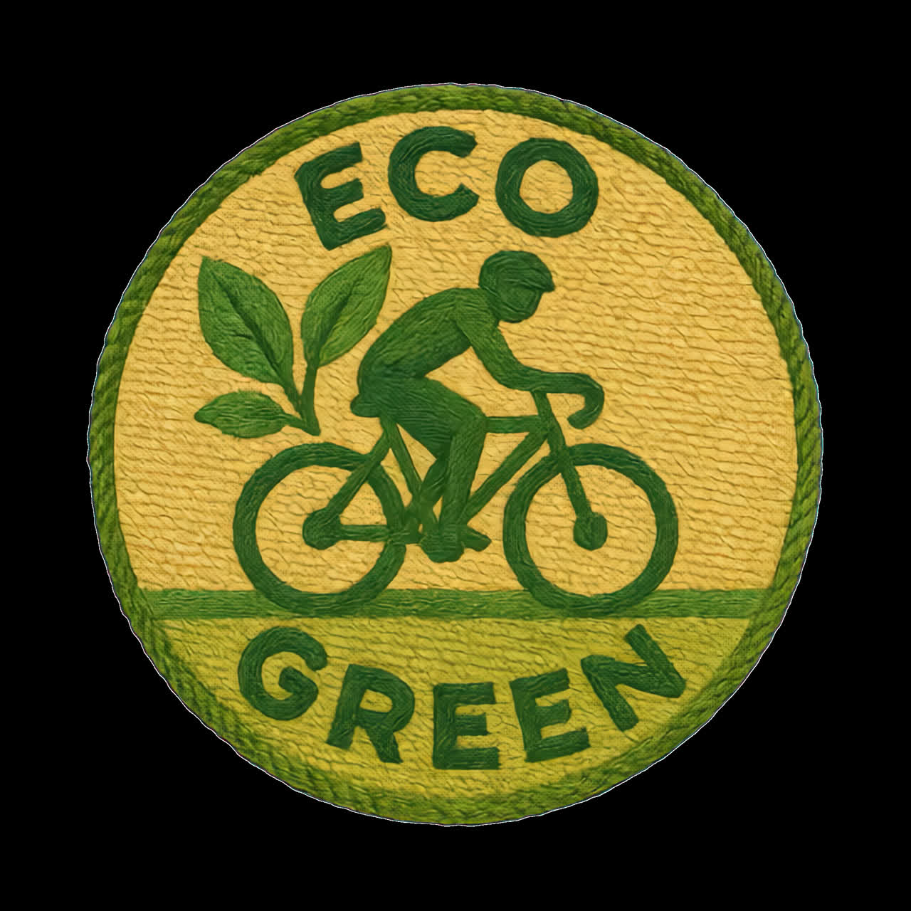 Risorsa isolata di animazione di design badge di ciclismo ecologico, video 4K trasparente, canale alfa