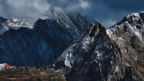 Beautiful-aerial-slow-speed-zoomed-4k-mountain-view-of-Austrian-Alps