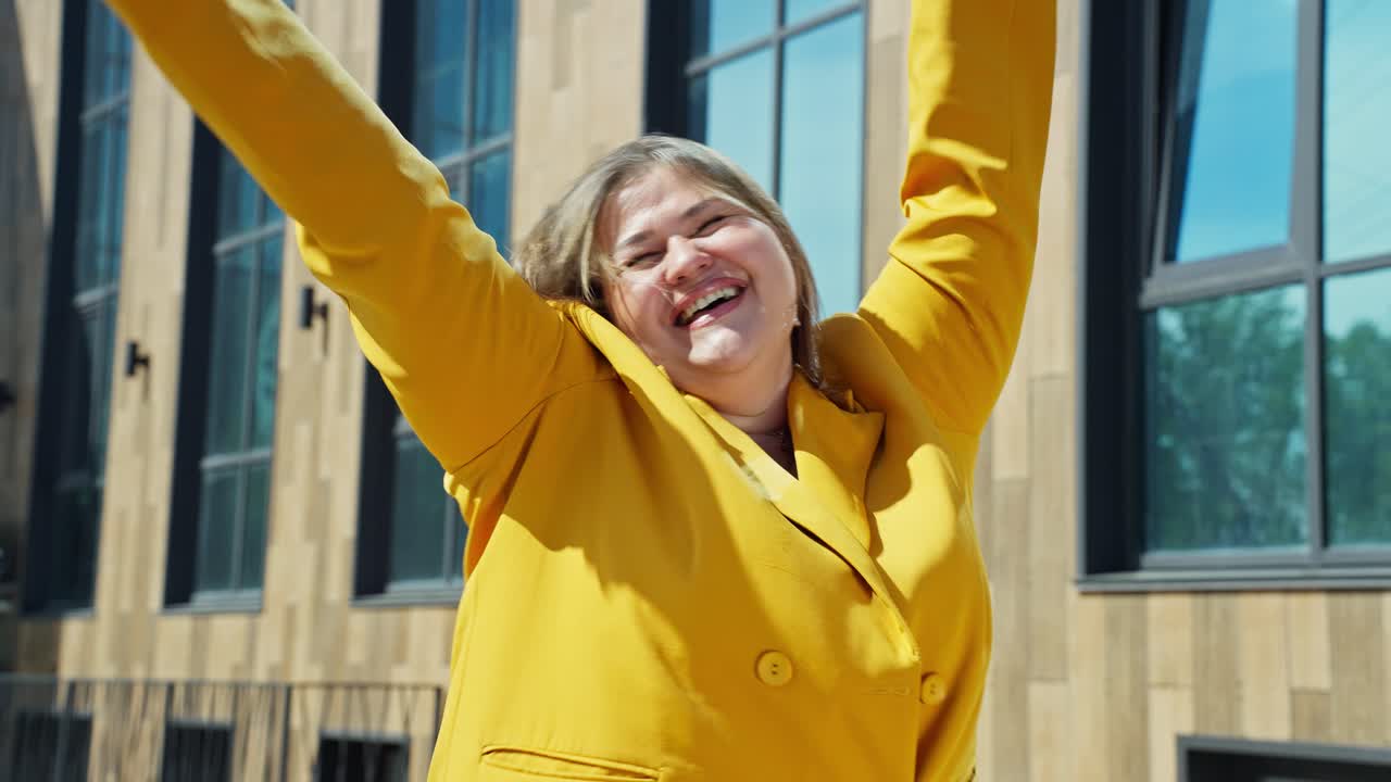 Happy Plus-Size Businesswoman