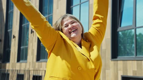 happy plus-size businesswoman