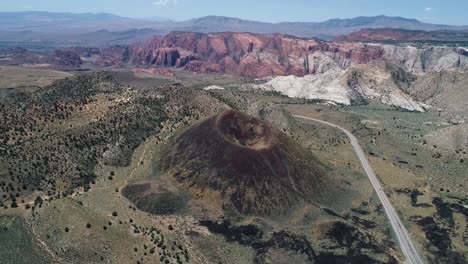 flying up and away from the santa clara volcano in the mountains of utah on a summer day