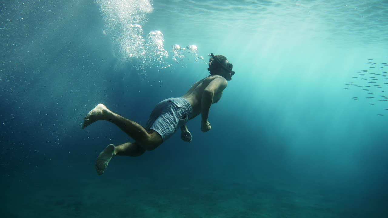 Man Snorkeling Underwater