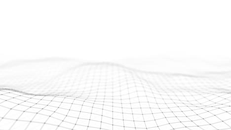 abstract white wave with moving dots and lines. flow of particles. cyber technology illustration. 3d rendering.