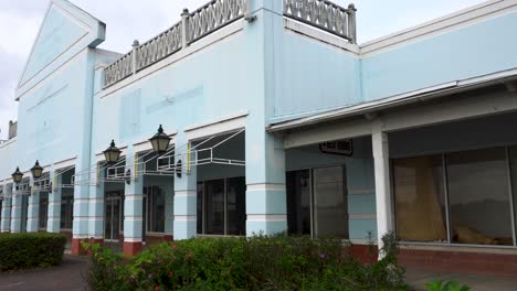 french façade highlighted in this old mall