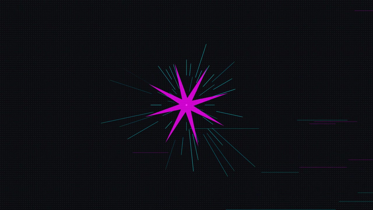 Abstract Pulsing Star Graphic with Digital Glitch Effects