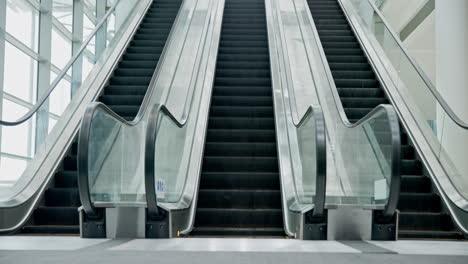 escalator moving, machine and empty airport