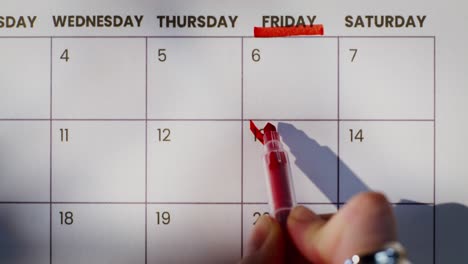 marking a date on a calendar