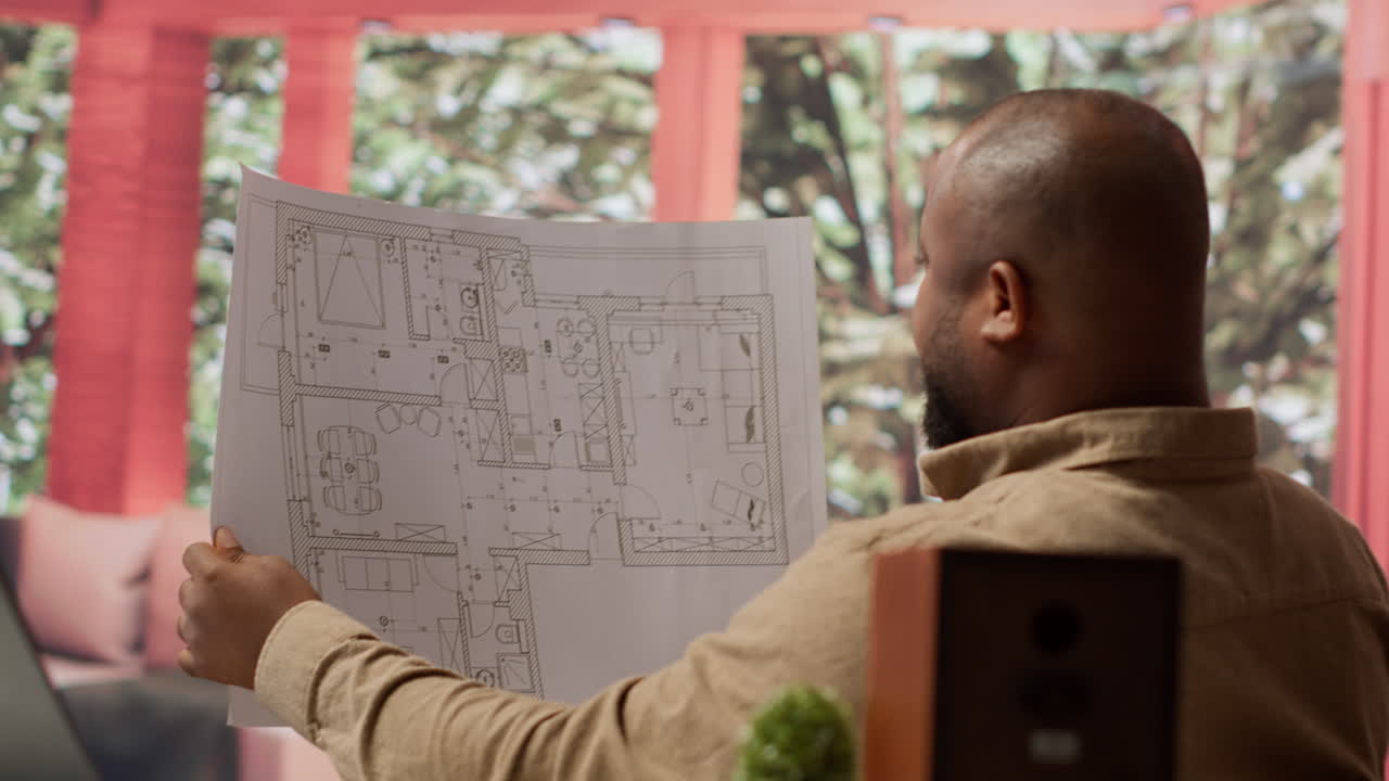 propietario de una empresa que planea una renovación del diseño interior de una oficina