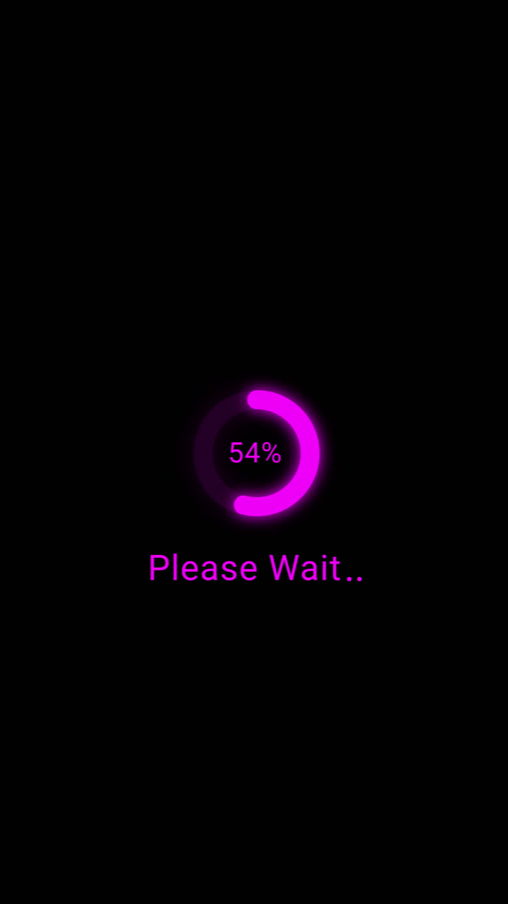 Magenta Loading Progress Bar with Percentage and Please Wait Text