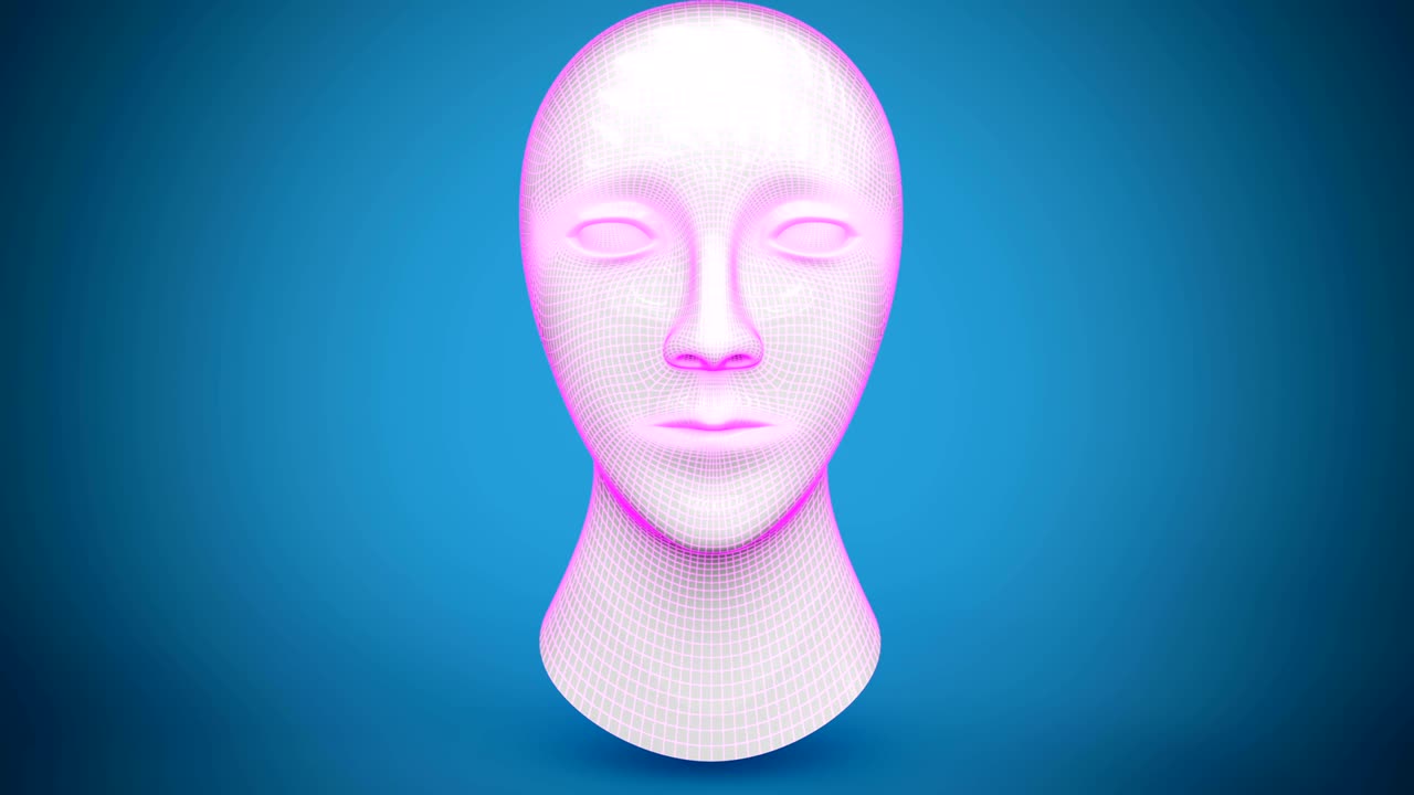 la malla de una cabeza. las imágenes en bucle tienen resolución de 4k.