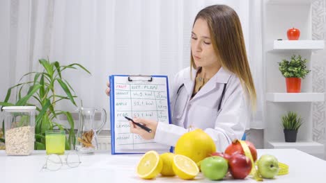 Nutritionist-woman-explains-and-calculates-the-calorie-and-energy-value-of-healthy-foods.