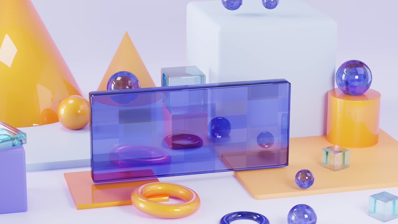 3D animation of abstract shapes for text display