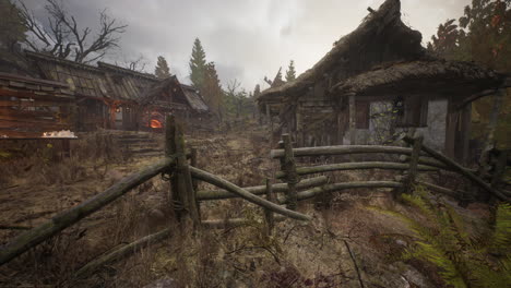 old farm house in lithuania with a fence