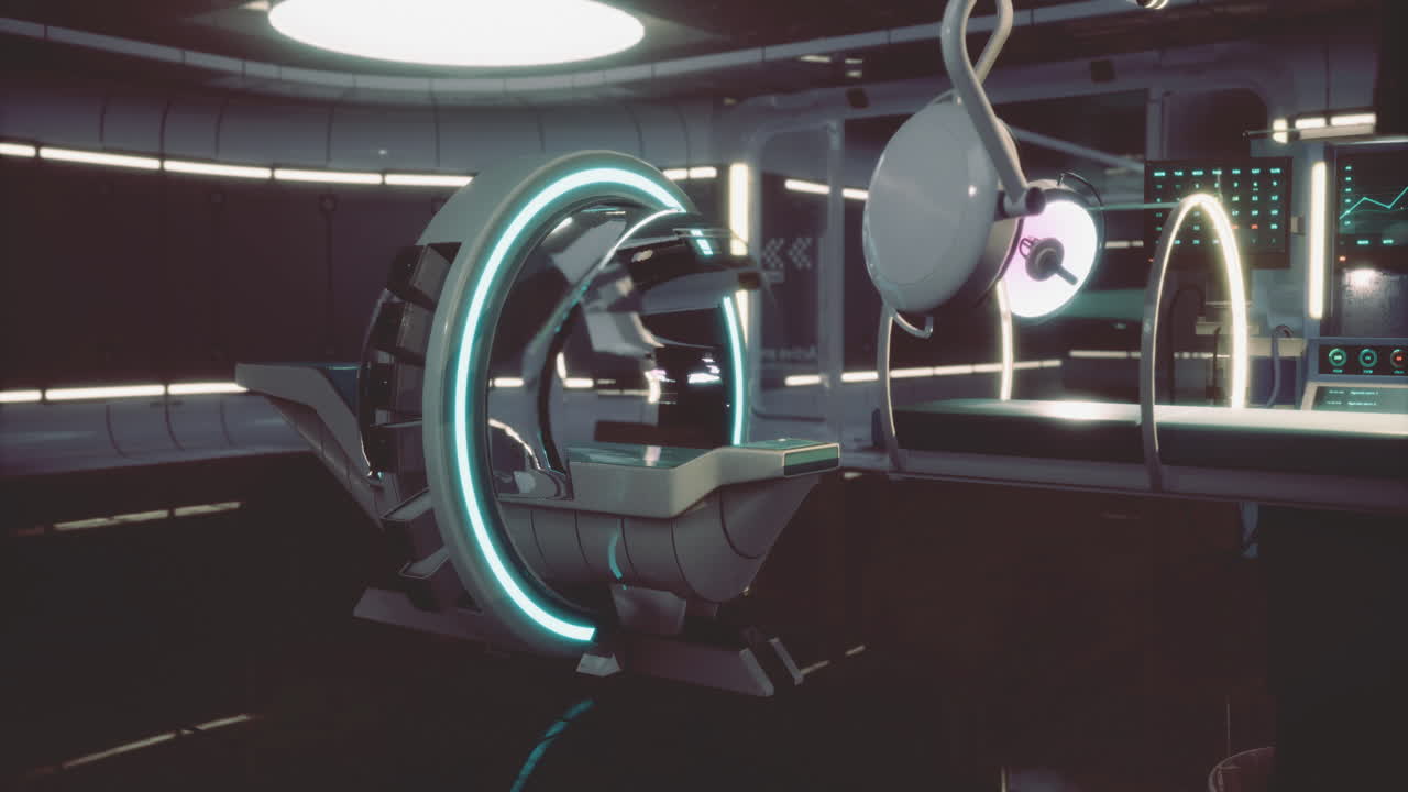 Innovative futuristic mri technology in a sleek medical facility