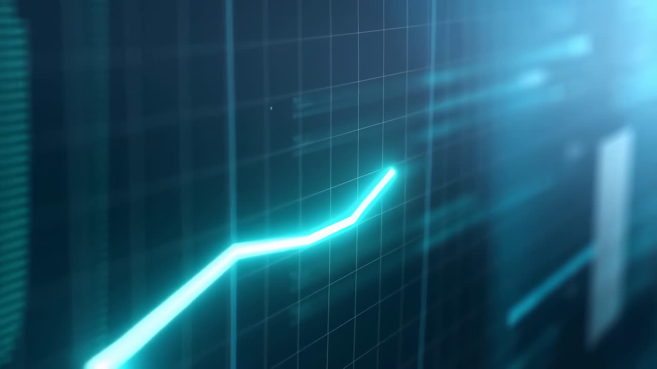 Abstract Glowing Line Graph Showing Business Growth