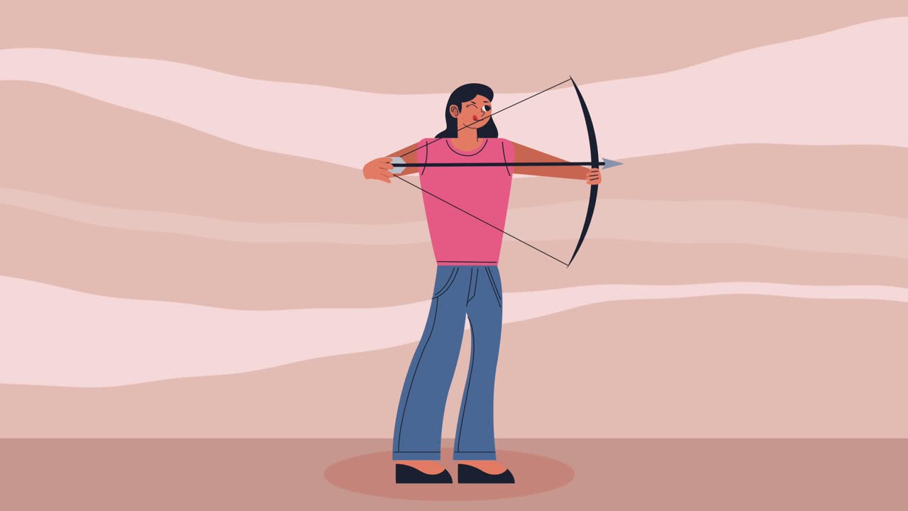 donna con l'animazione dell'arma dell'arco