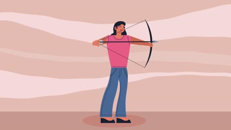 mujer con arma de arco animación