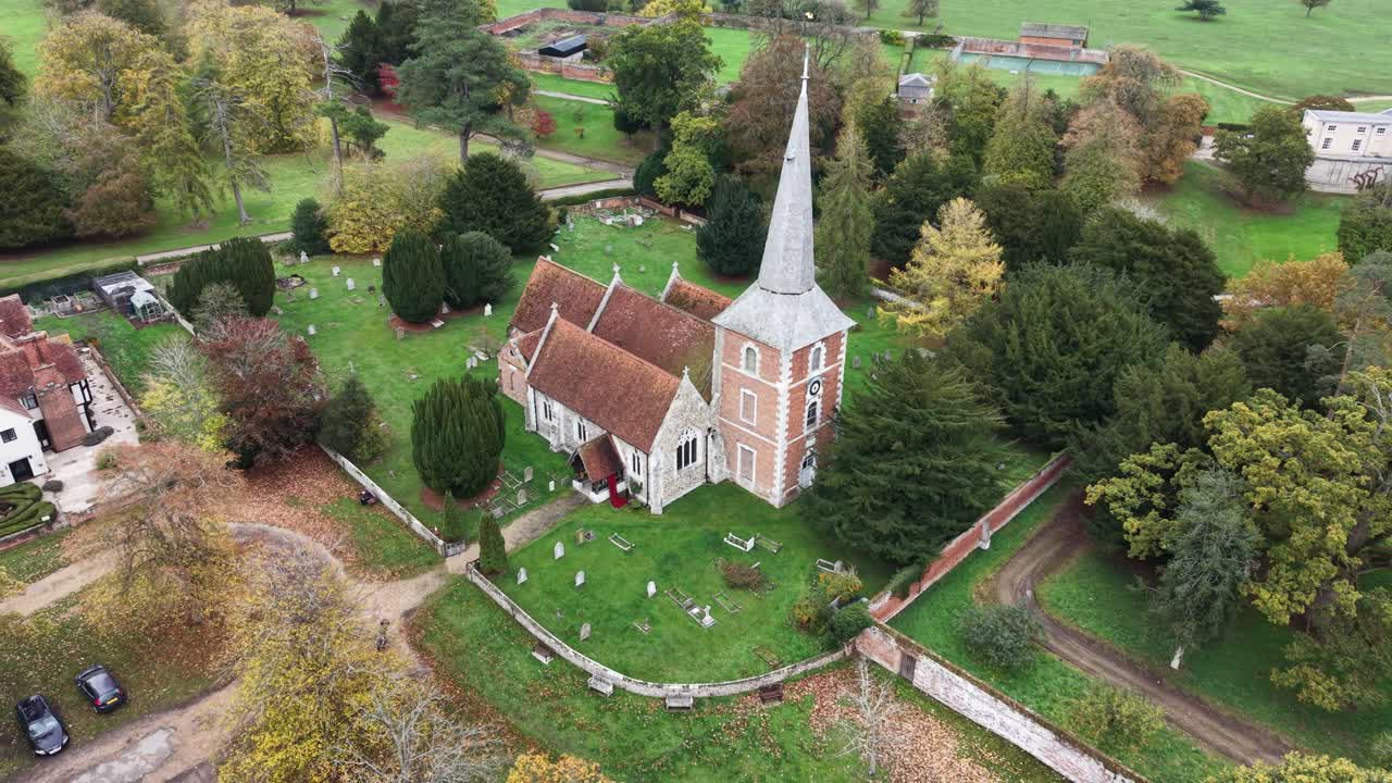 All Saints Terling Church village church in Essex UK drone,aerial
