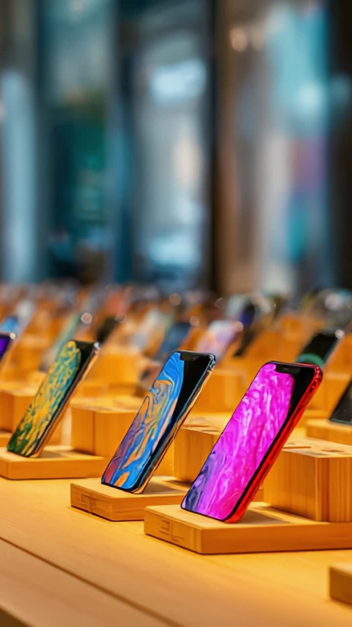 A Stunning Display of Vibrant Smartphones in a Modern Retail ...