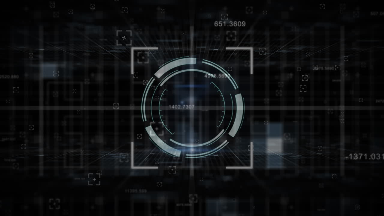 Animation of scope scanning and shapes on black background