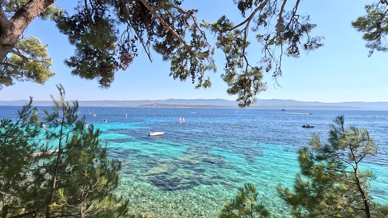 Bol Croatia July 30, 2024 View of the Zlatni Rat Beach on Brac Island, Split Dalmatia, in Croatia. Summer Vacation Resort Golden Cape or Golden Horn. Summertime. Famous Adriatic Beach on Adriatic Sea