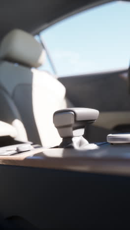 close-up of a car's gear shifter and console