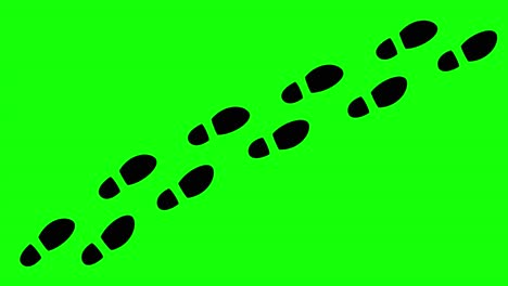 black footsteps  appearing on a green background