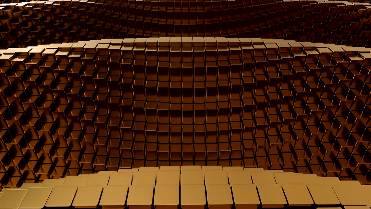 Waves made of golden cubes.