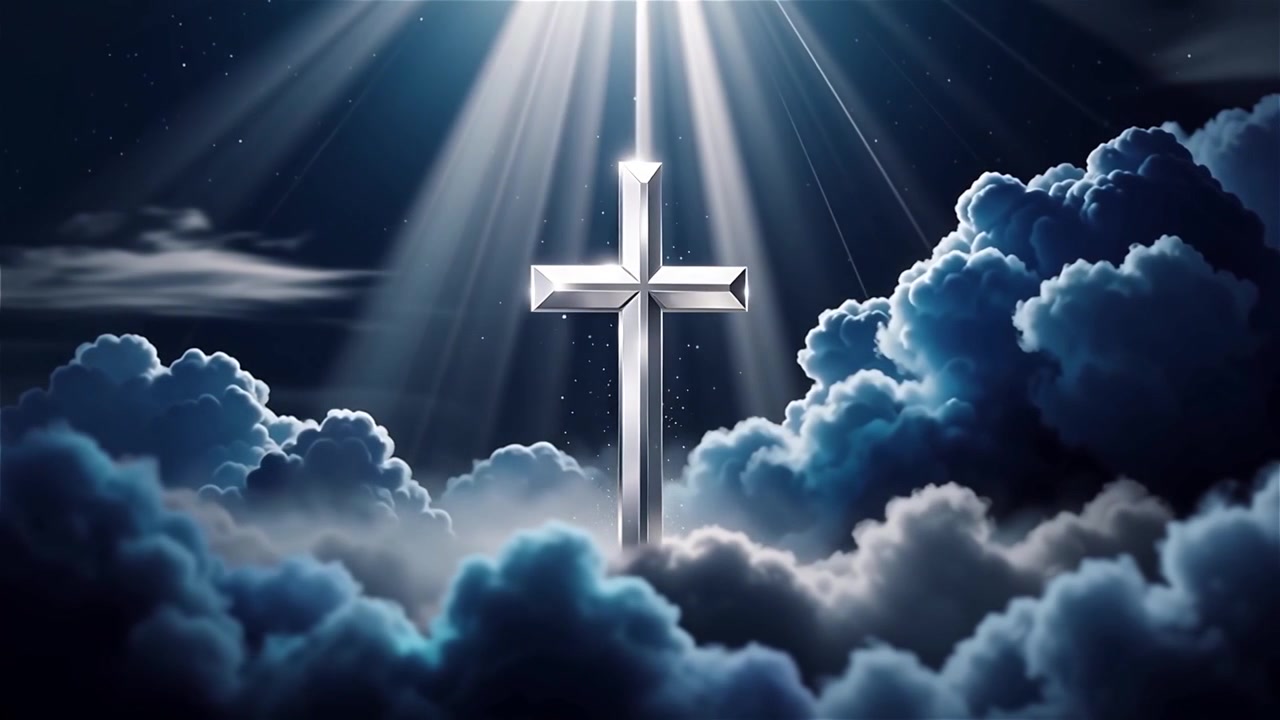 Christian Cross Heavenly Light Worship Background