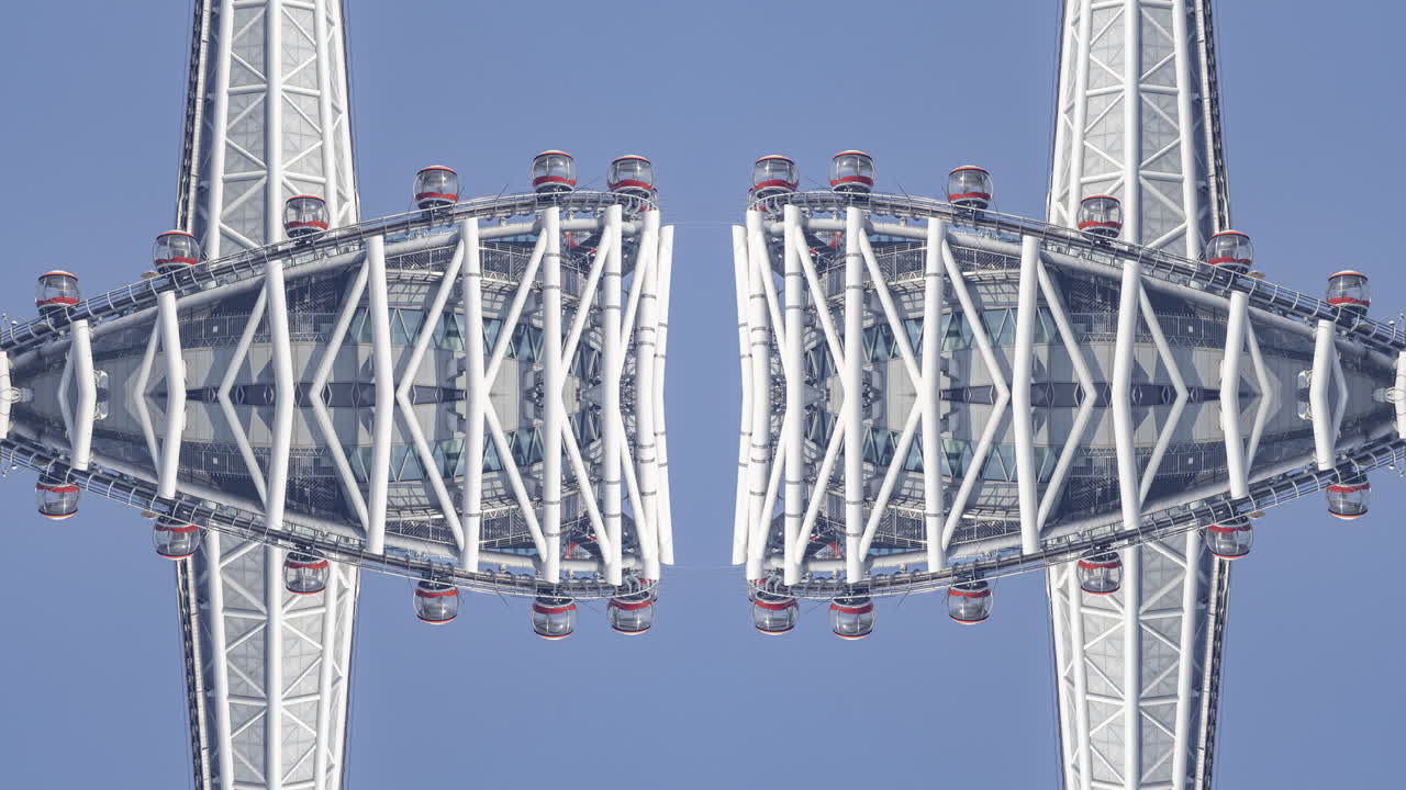 Abstract Mirrored View of a Modern Observation Wheel