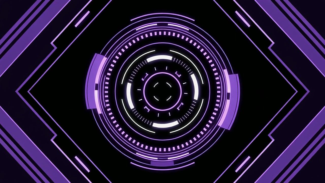 Animated Futuristic HUD Interface with Purple and White Elements