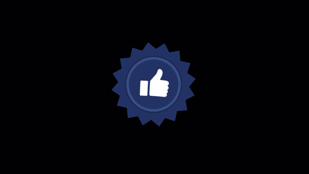 Animated Blue Thumbs Up Icon on Black Background