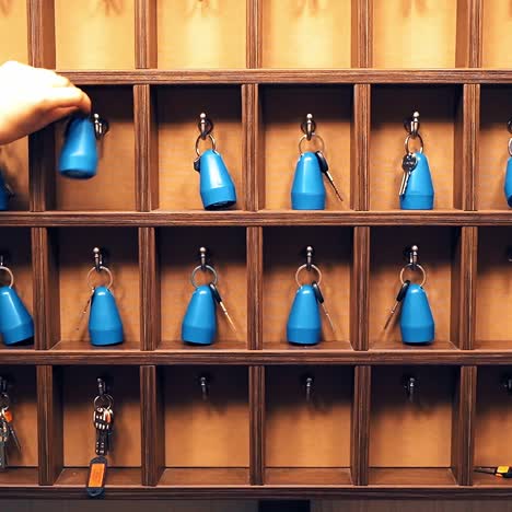 rooms keys at hostel reception