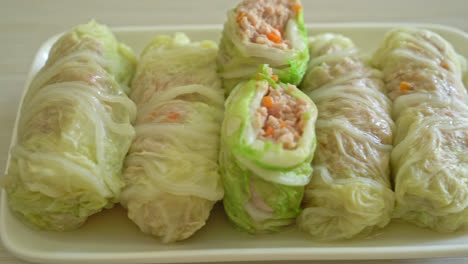 Homemade-Minced-Pork-Wrapped-in-Chinese-Cabbage-or-Steamed-Cabbage-Stuff-Mince-Pork