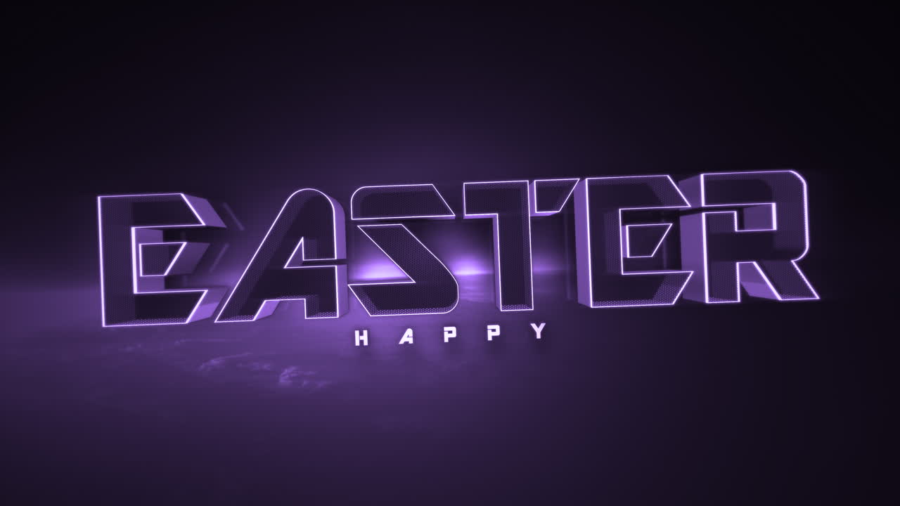 Monochrome Happy Easter on purple gradient
